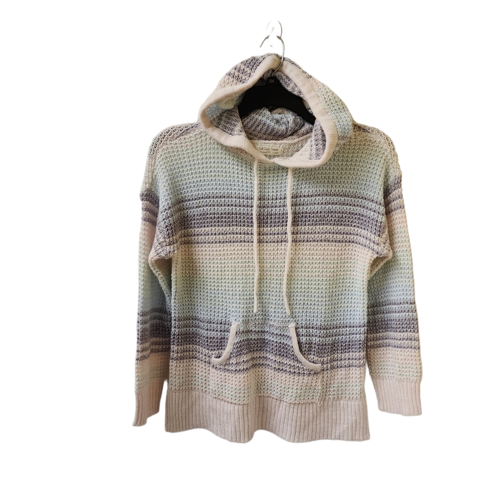 Full Circle Trends Pastel Knit Hoodie Sweater